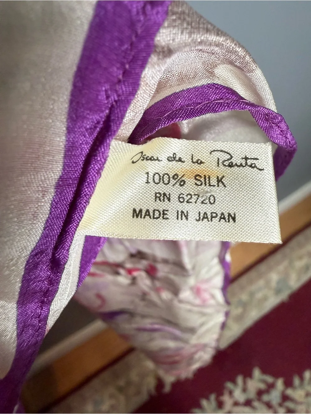 Oscar de la Renta Vintage Floral 100% Silk Scarf 10